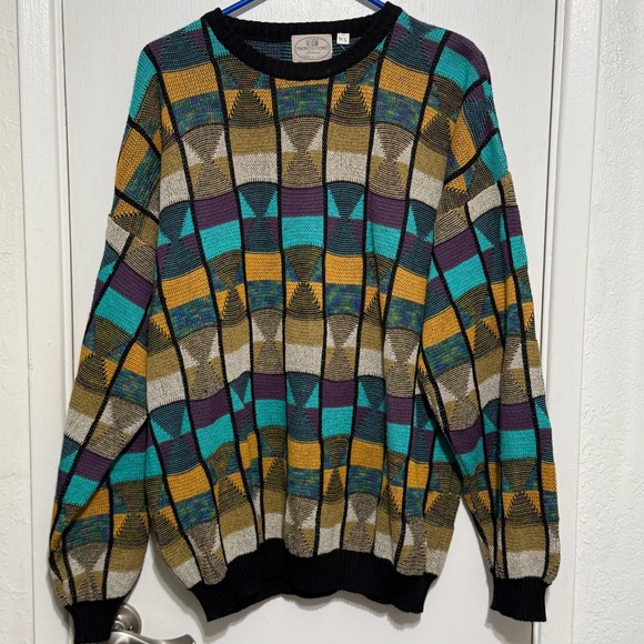 Pronto Uomo Other - Pronto Uomo Firenze Vintage Geometric Knit Sweater Made in Italy Mens XL 54
